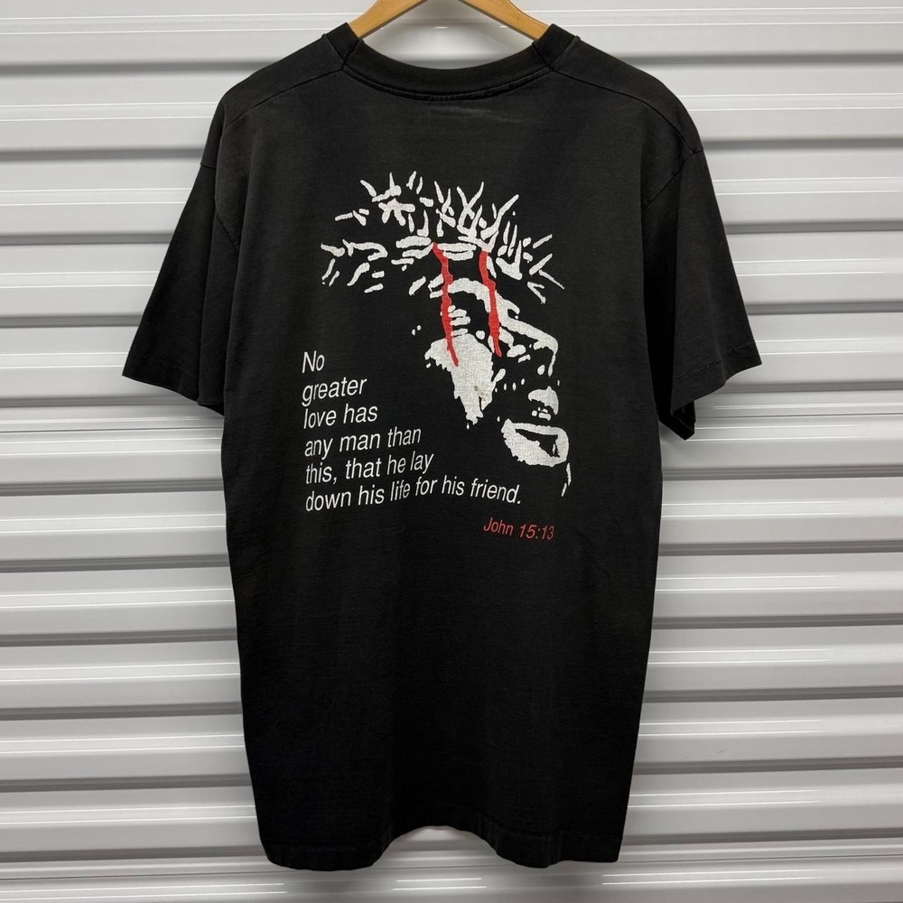 VTG 1994 Cross Training Jesus Crown of Thorns Religious Faded T-Shirt Size XL